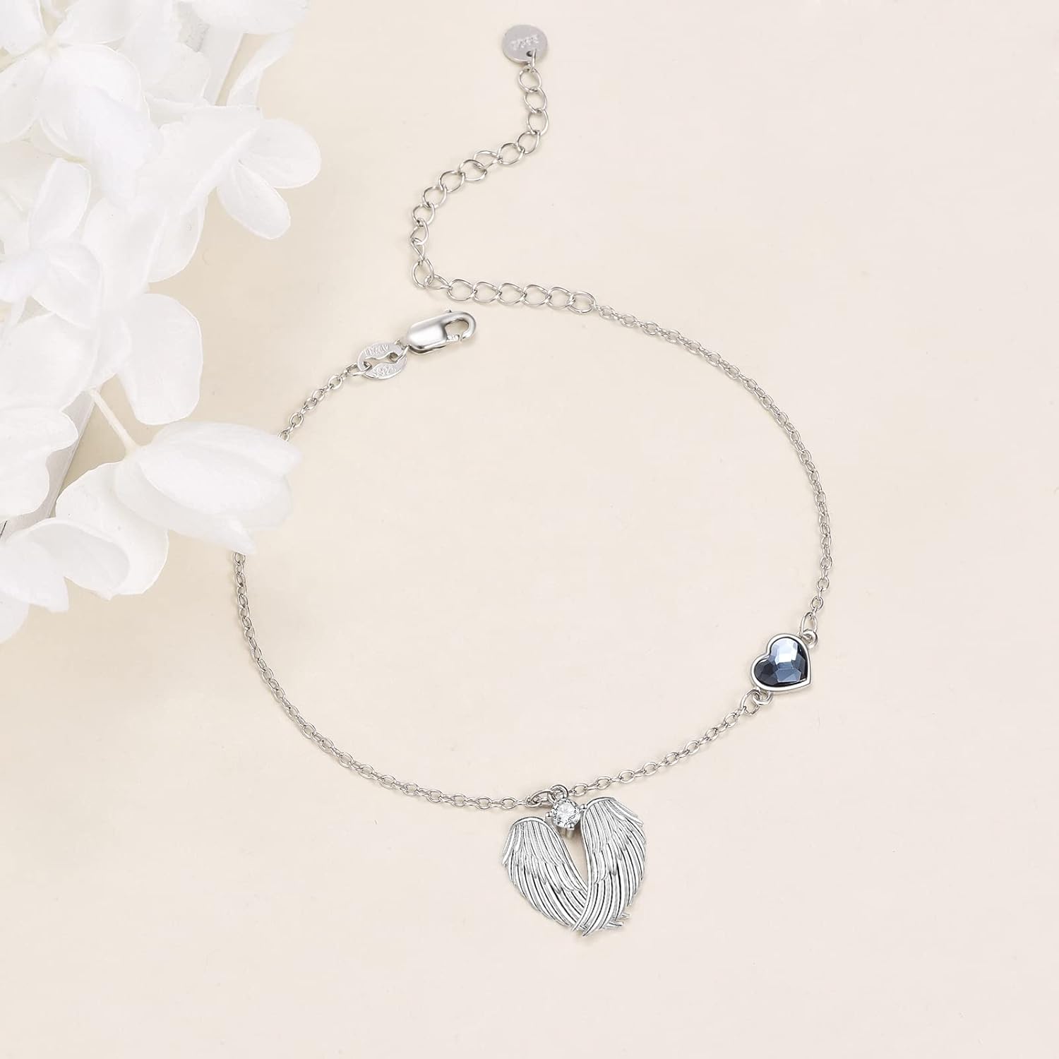 YFN Angel Wings Bracelet 925 Sterling Silver Guardian Angel Wings Heart Bracelets for Women Jewelry Gifts - Image 2