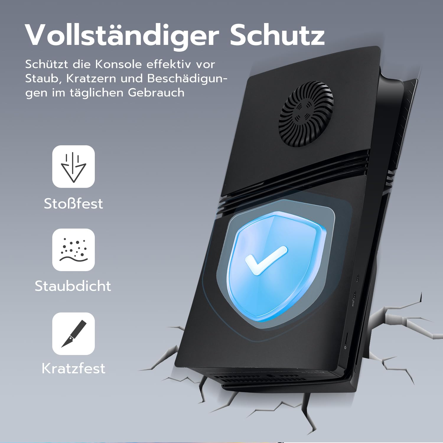 Mcbazel PS5 Pro Frontplatte, Gehäuseschutz Ersatz-Seitenteil Fassadenabdeckung mit Entlüftungsöffnung für Kühlluftschlitz für PlayStation 5 Pro Disc Konsole - Schwarz(Nicht für PS5)