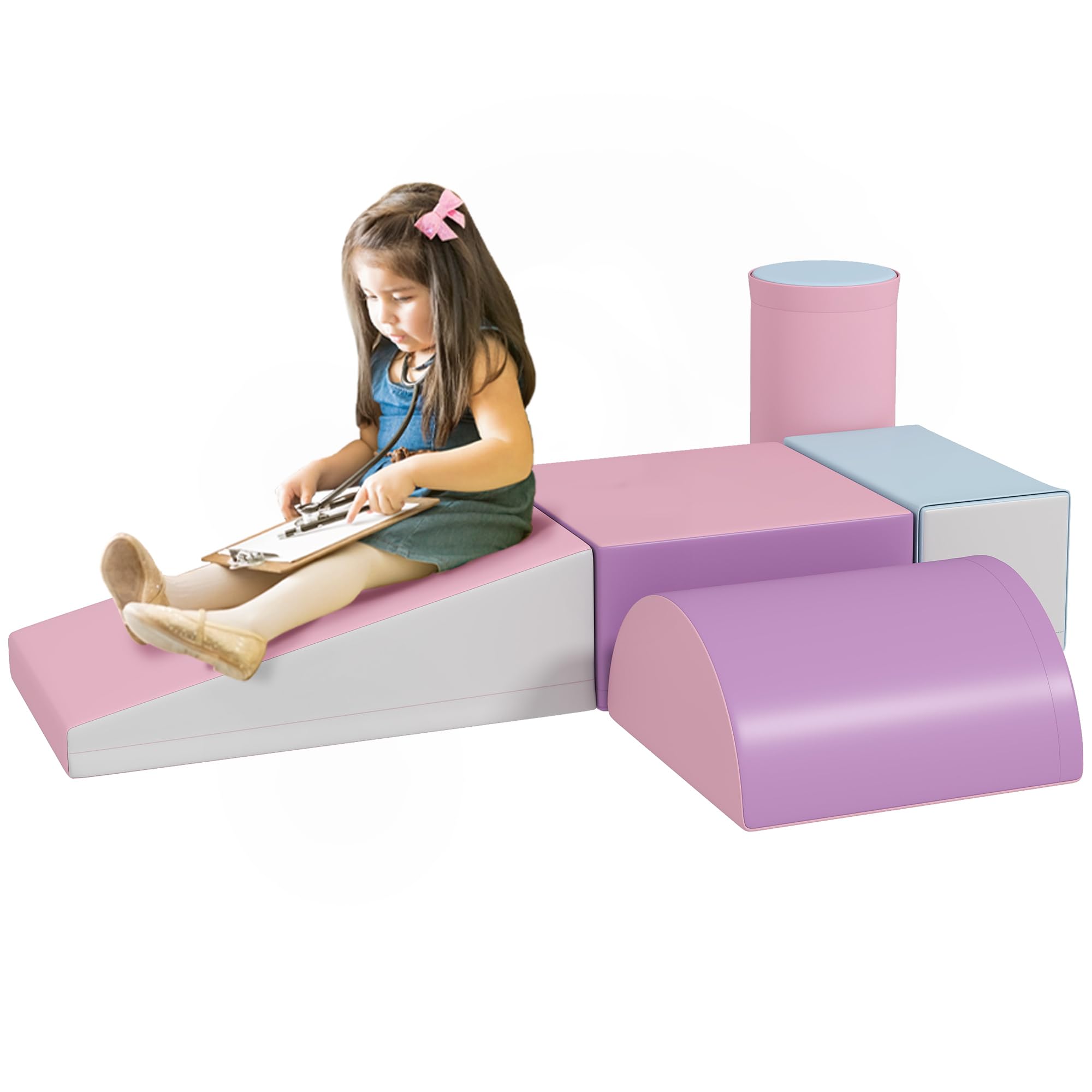HOMCOM 5 TLG. Schaumstoff Bausteine für Baby & Kleinkinder Mehrfarbig | Softbausteine, Klettern, Bauklötze, Weiche Schaumstoffbausteine, Riesenbausteine, Schaumstoffblöcke, Bausteinset