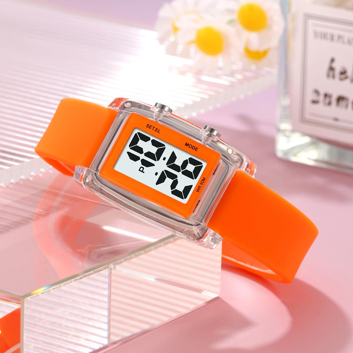 findtime Montre numérique étanche pour femme - Montre de sport à grands chiffres - Facile à lire avec rétroéclairage LED