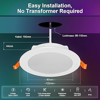 Led Downlights For Ceiling 3 Inch 7W For Alexa,Bluetooth Smart Ceiling Spotlights By APP Control,Recessed Lights Warm To Daylight White Dimmable