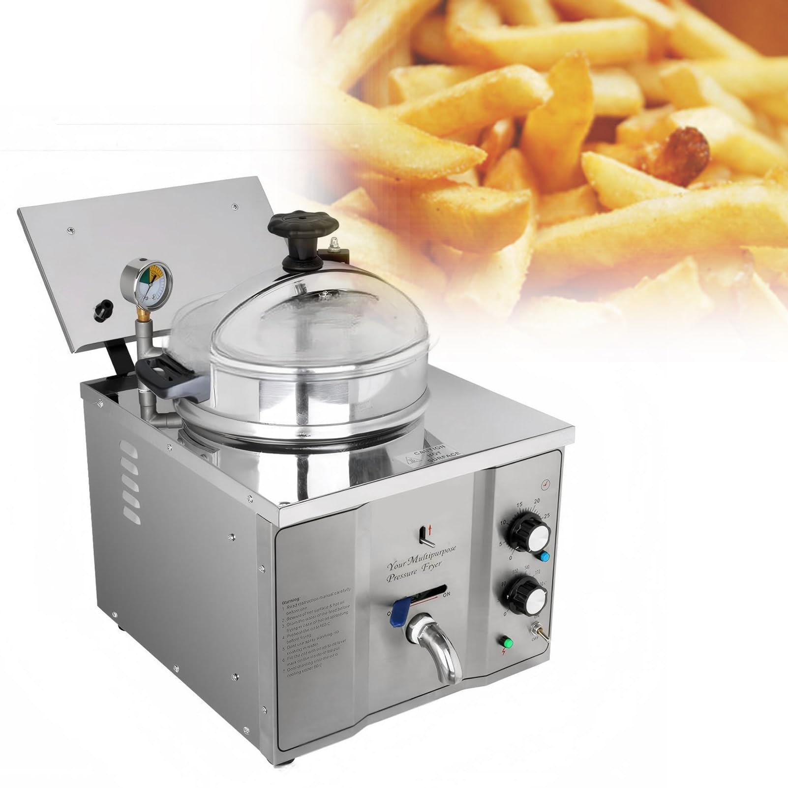 PweKzxt 16L Commercial High Pressure Fried,Chicken Stove Chicken Deep,Fryer Electric Countertop Pressure Fryer, with Timer & Thermostat, or Chicken, Fish - Restaurant and Snack Shop