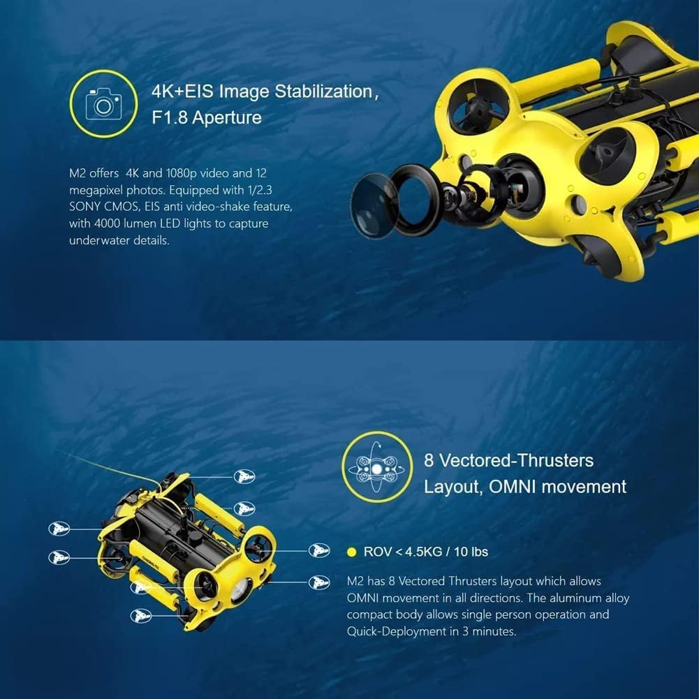 Amazon.co.jp: 100m 水中ドローン、4K UHD カメラ付き水中スクーター