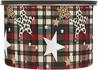 Nander Star and Water Buffalo Plaid Patterns Stainless Steel Coffee Canister 17oz,Airtight Coffee Container with Lid,Food Storage Organizers for Tea,Sugar,Flour, Cereal and More
