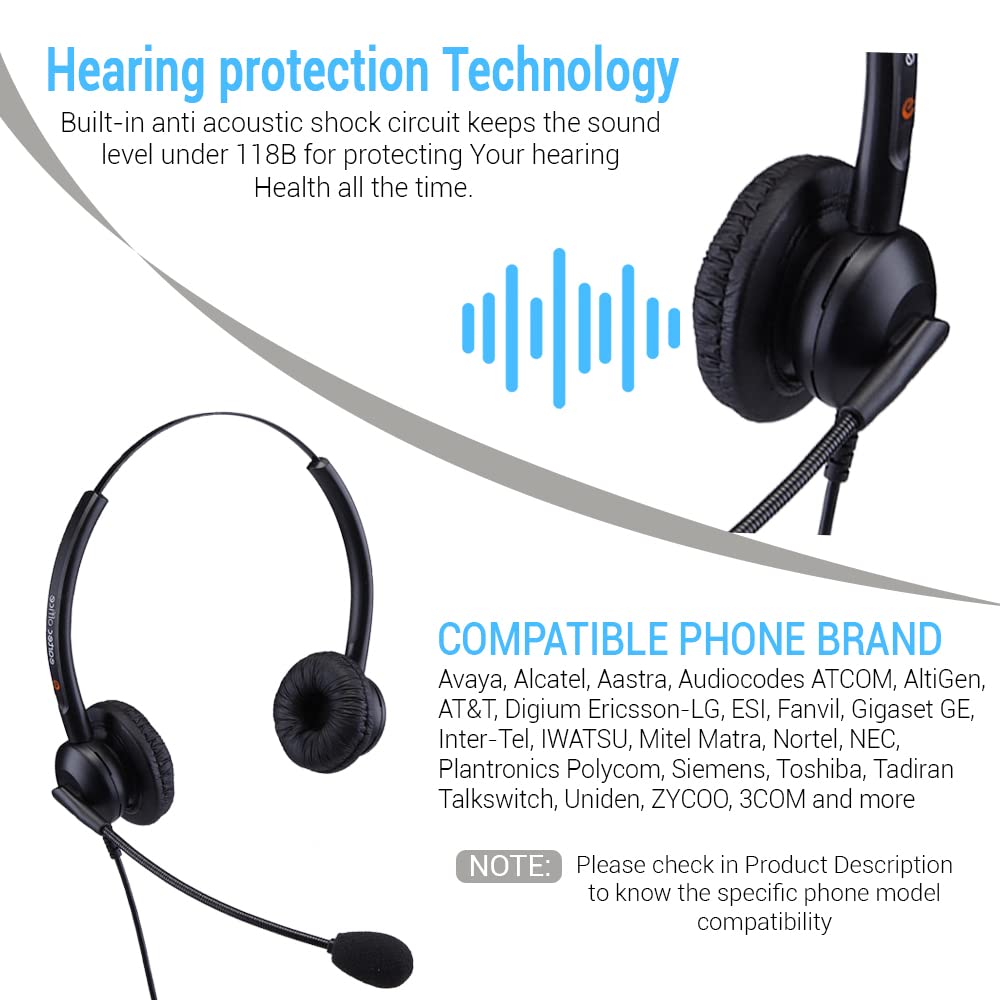 INNOTALK Polycom VVX300, VVX310, VVX400, VVX410 Wireless Headset, Includes Remote Answering - View #2