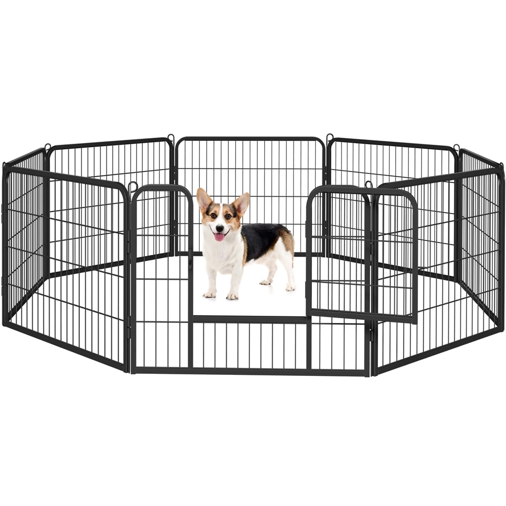 Yaheetech Freilaufgehege für Kleintiere Welpenauslauf mit Tür Laufgitter Welpenfreigehege Hundegehege Laufstall für Hund, Katze, Welpe, Kaninchen 8 Gitter je 80 x 60 cm