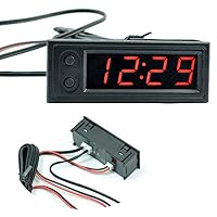 Vista 5 de Reloj de coche Termómetro Voltímetro Reloj de temperatura del coche - Reloj de coche 12V 3 en 1 Termómetros Voltímetro Medidor Reloj electrónico LED