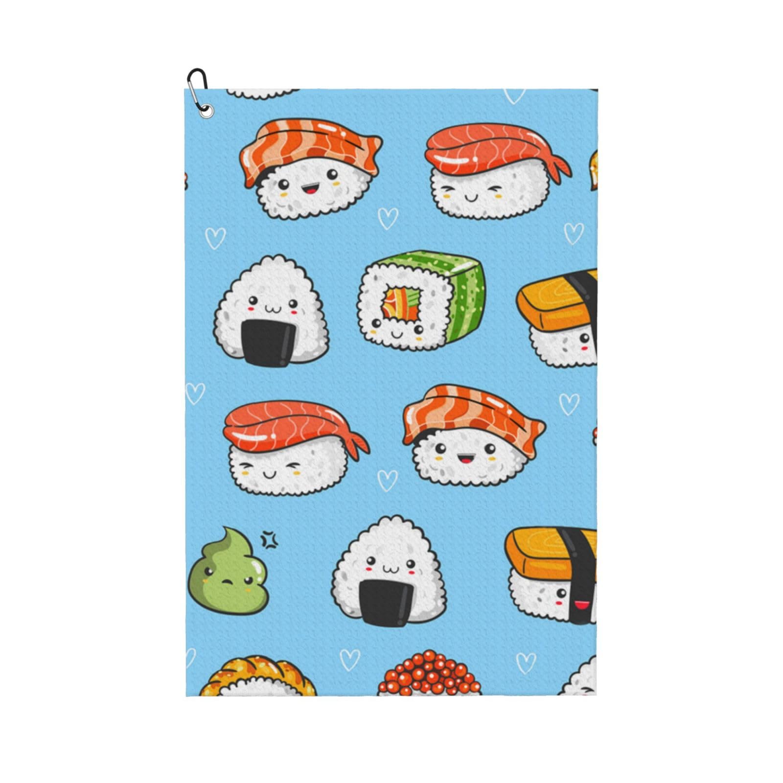 Hnnkloy Sushi And Sashimi, 16x24 in Portable Waffle Golf Towels with Carabiner Clip for Golf Bag