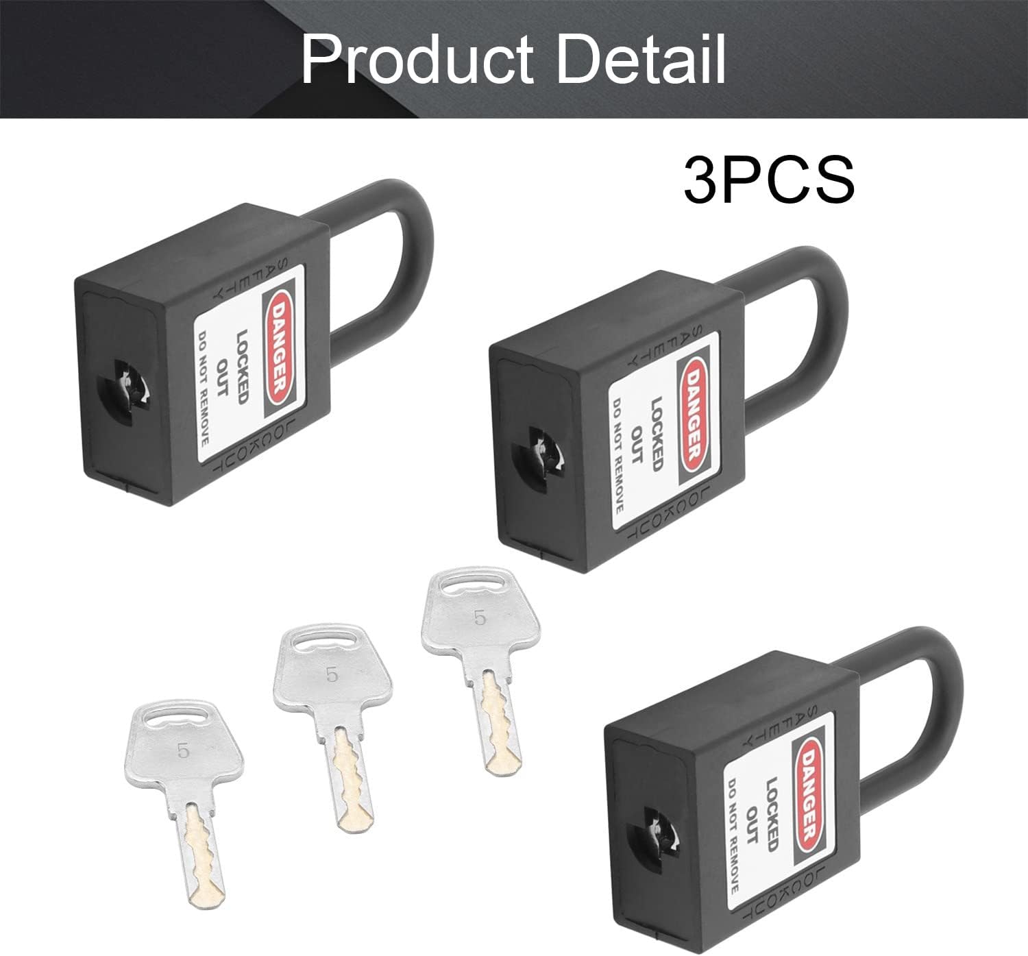 MroMax ロックアウトタグアウトロック 安全南京錠 同一鍵 ロトセキュリティ南京錠 ナイロンシャックル ブラック南京錠 タグアウ