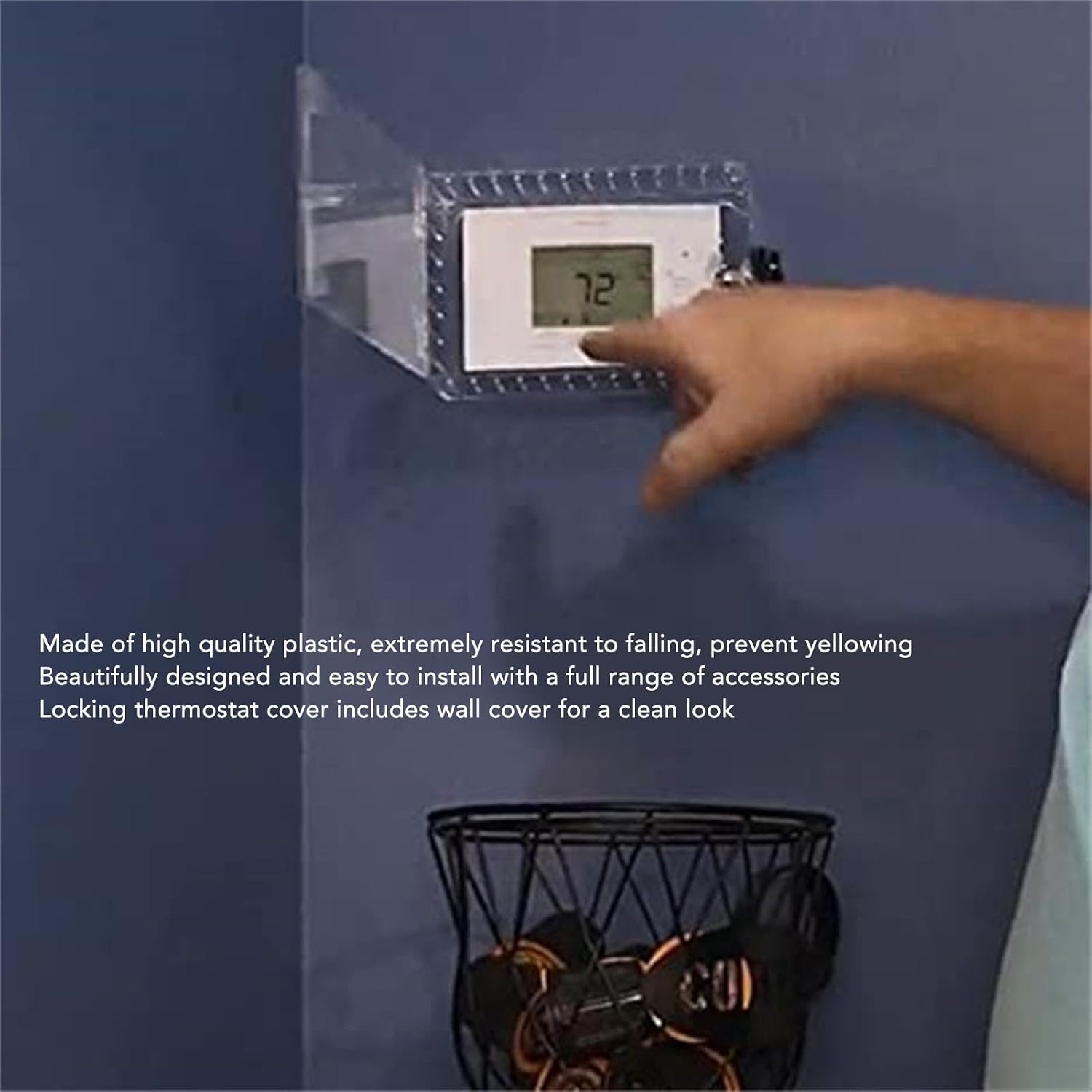 Thermostat Guard, Universal Thermostat Lock Box with Key Ac Lock Box Cover with Key, Wall Transparent Thermostat Guard Thermostat Cover Fits Thermostats