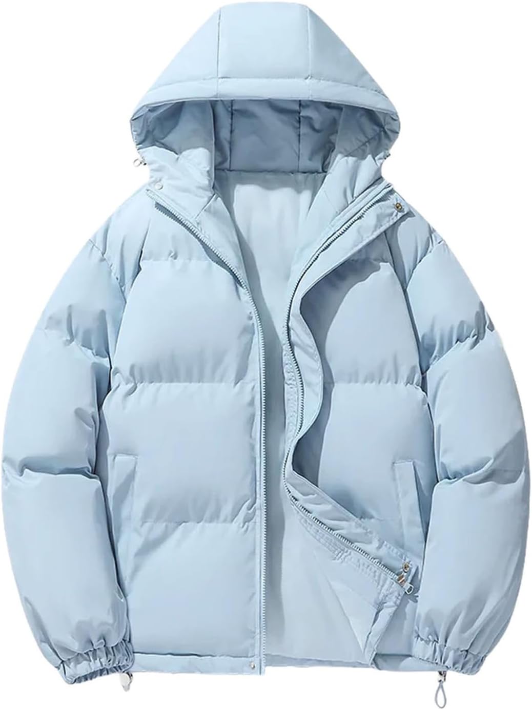 Mens Down Hooded Cotton Jacket Loose and Large Size Business Casual Warmth Coats