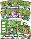 ZenGreens® - Set di semi di erbe bio - 15 varietà per una facile coltivazione in giardino, balcone o aiuola rialzata - Erbe aromatiche -Sementi di verdure