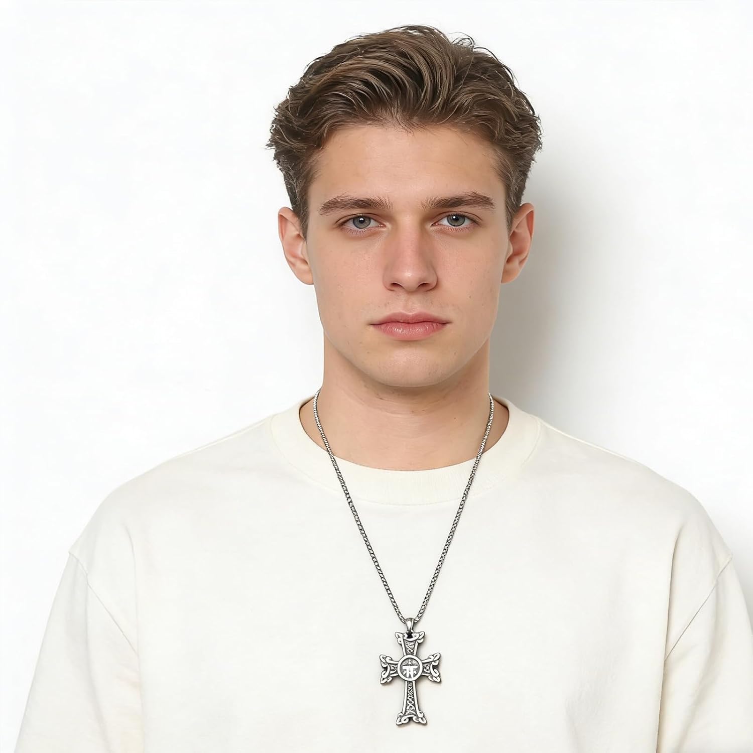 HZMAN Stainless Steel Celtic Knot Cross Necklace for Men Vintage Viking Irish Knot Amulet Pendant Jewelry Gift - Image 2