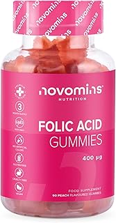 Folic Acid Gummies – Folic Acid 400mcg - 3 Month Supply – Vegan – Gluten Free – Pregnancy Care – Prenatal Health & Maternal Tissue Growth During Pregnancy – Made by Novomins