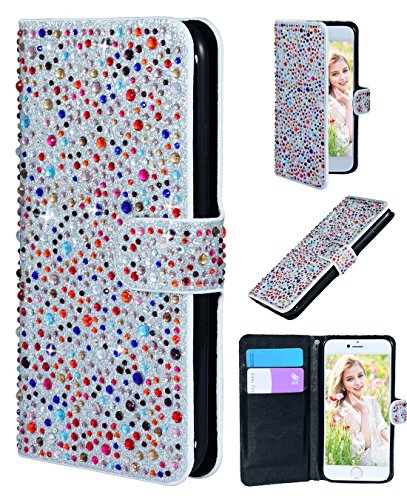 iPhone 6s plus wallet case,FLYEE Bling Crystal 3D Raindrop Pattern Sparkly PU Wallet Protective Case with Magnetic Button Closure Perfect Fit for Apple iphone 6s plus 5.5 Inch colorful