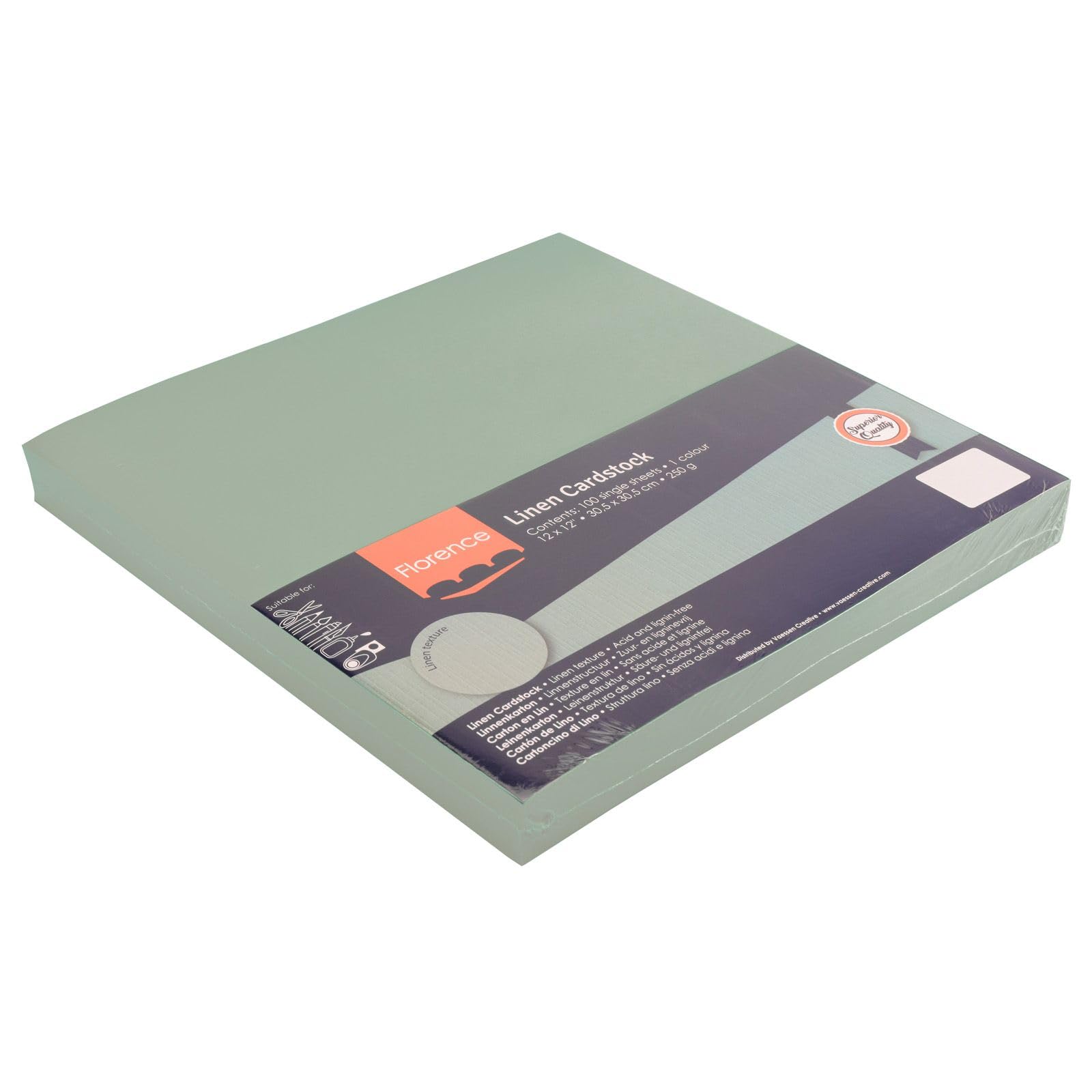 Florence Tonkarton 30,5 x 30,5 cm - 100 St. mit Leinen Struktur Iguana (Grün) 250 g - Scrapbooking Bedarf und Bastelpapier für Kartenbasteln, Scrapbooking und Journaling - Reißfest Buntpapier