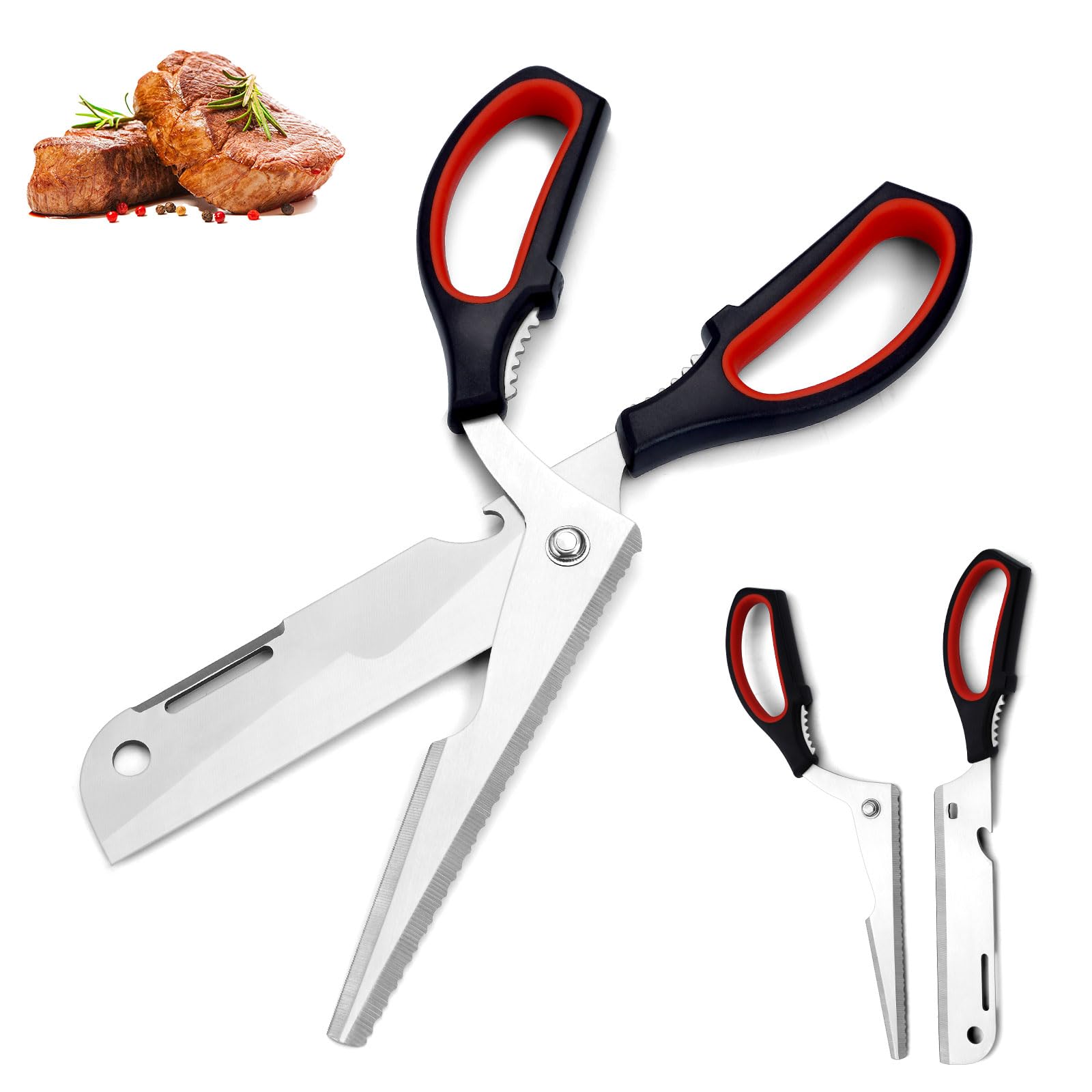 Bestdin Ciseaux de Cuisine Multi-Usages en Acier Inoxydable - 30 cm pour Volailles, Rôtir, Griller, Légumes, Poissons - Maison et Cuisine