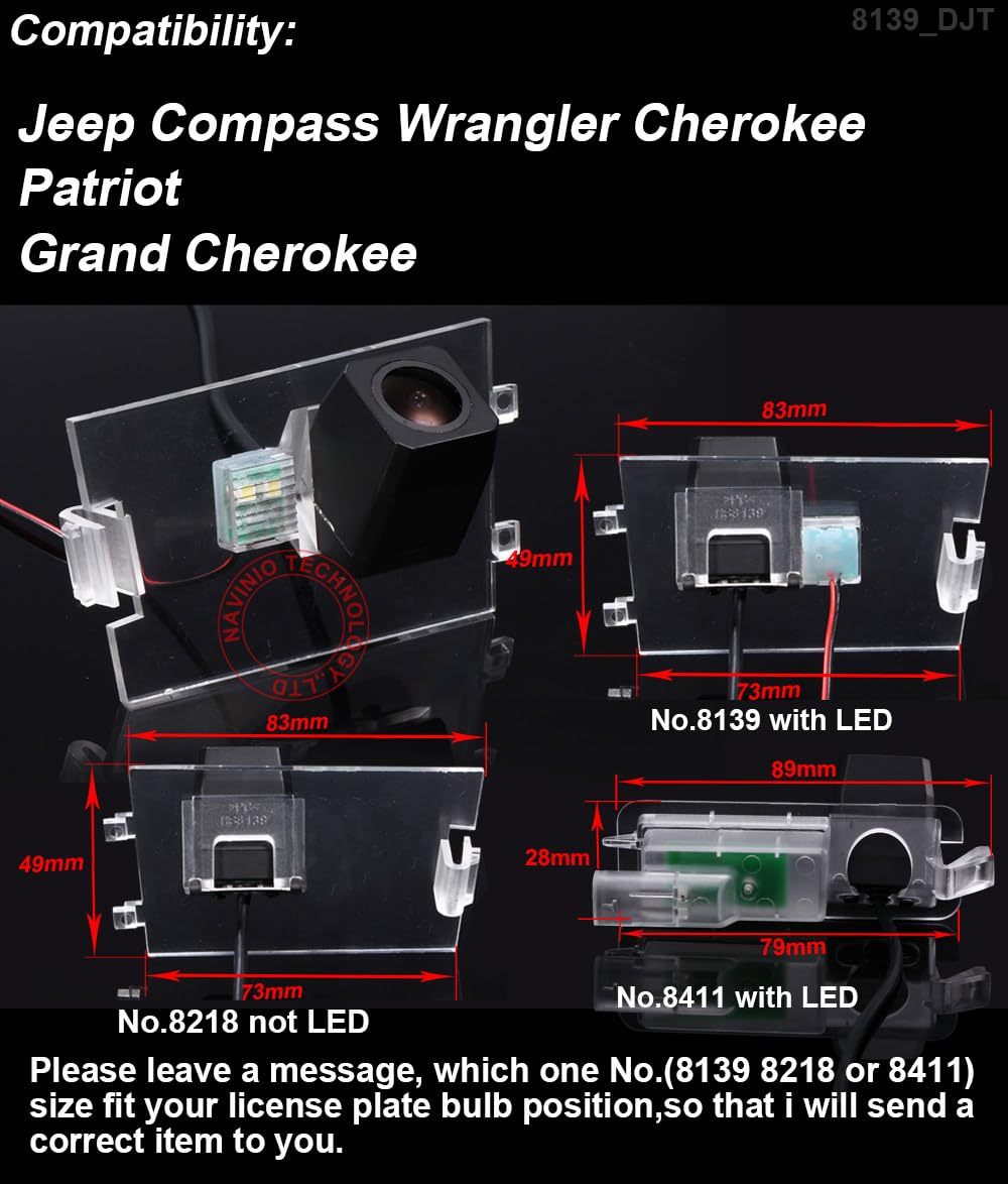 Samochodowa kamera cofania z wodoszczelną tablicą rejestracyjną, pomoc przy parkowaniu Compass Wrangler Cherokee/ Patriot/Grand