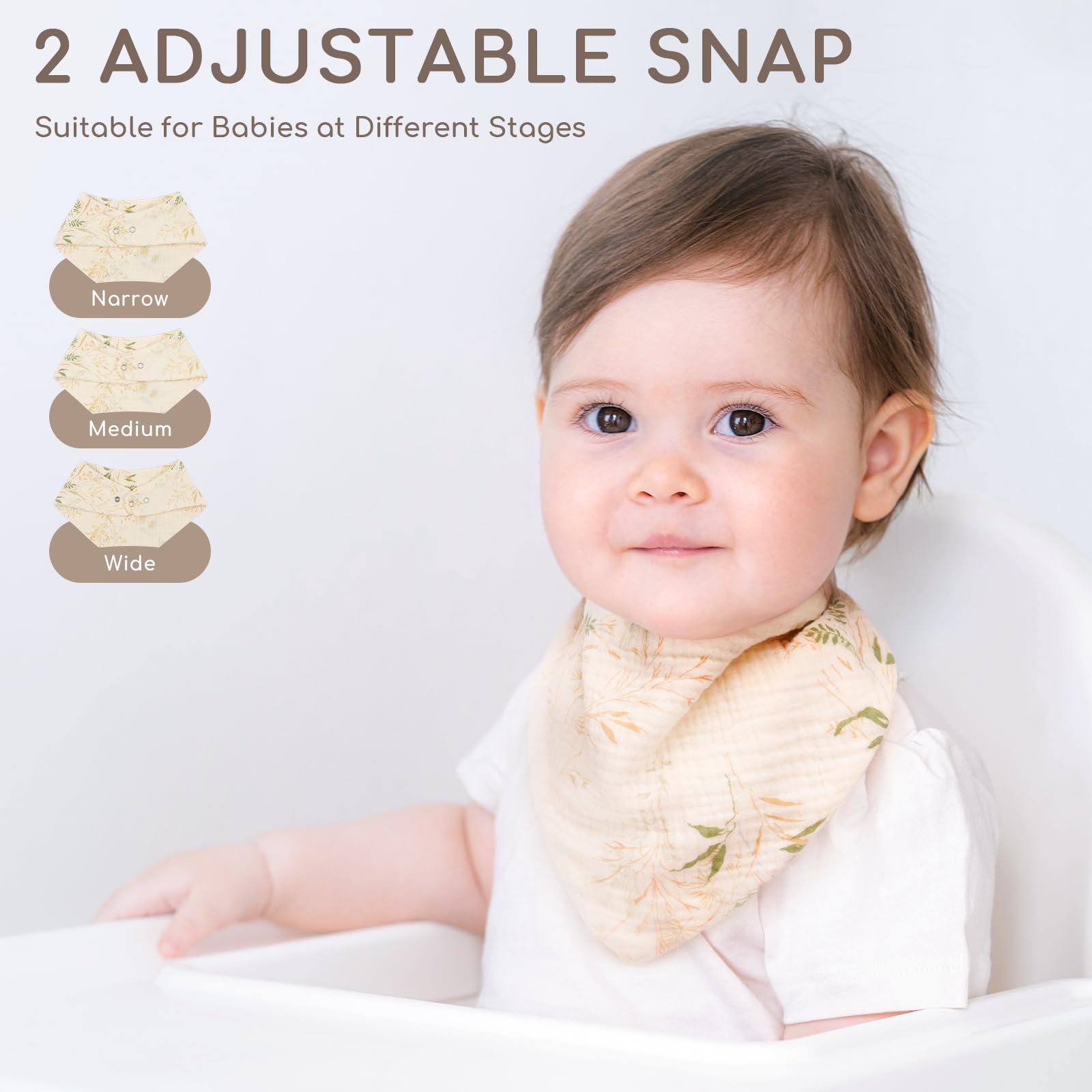 Yukkidds Baby Bibs 100% Muslin Cotton Dribble Bibs Soft and Absorbent for Newborn Toddler from 0-36 months 6 Pack Green Leaf - Image 3