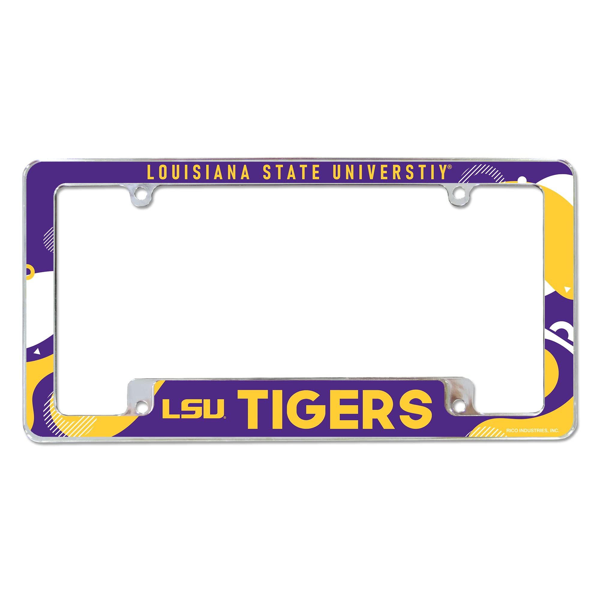 Rico Industries NCAA LSU Tigers Wave 12" x 6" Chrome All Over Automotive License Plate Frame for Car/Truck/SUV