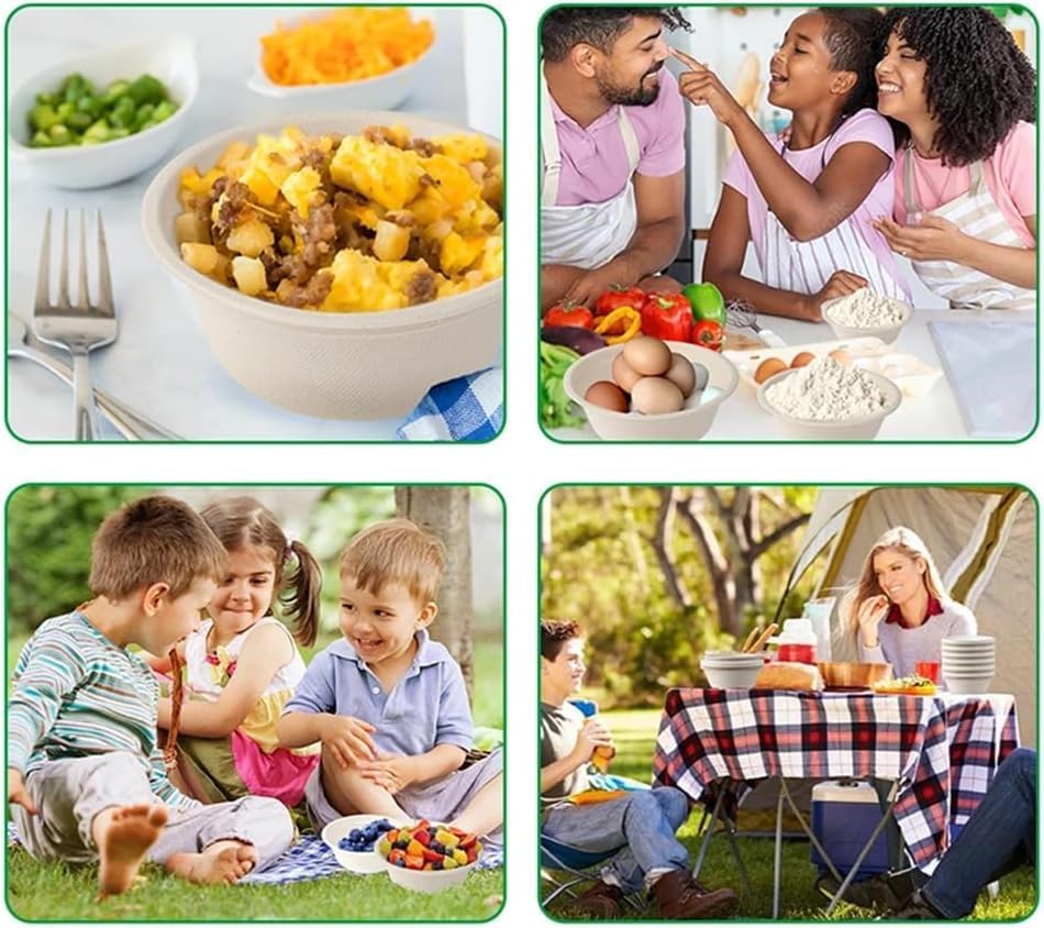 300 Pack 12 OZ Disposable Paper Bowls Compostable Biodegradable Soup Bowls Made of Natural Bagasse, Heavy-duty Bowls for Milk Cereals, Snacks, Salads - Image 5