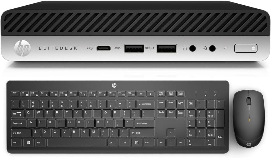 HP EliteDesk 800 G5 Desktop Mini PC Intel Core i7-9700 CPU 8-Cores 3.0GHz 16GB DDR4 256GB SSD NVMe Microsoft Windows 11 Pro Computer Wireless Keyboard Mouse 2.4GHz Long Battery Life (Renewed)