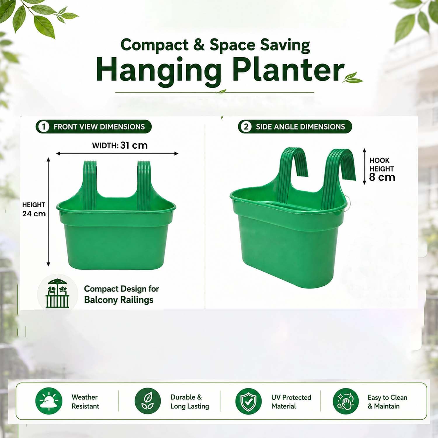 Go Hooked Railing Planters - 10 Hanging Pots -5 Go Hooked Railing Planters - 10 Hanging Pots -5
