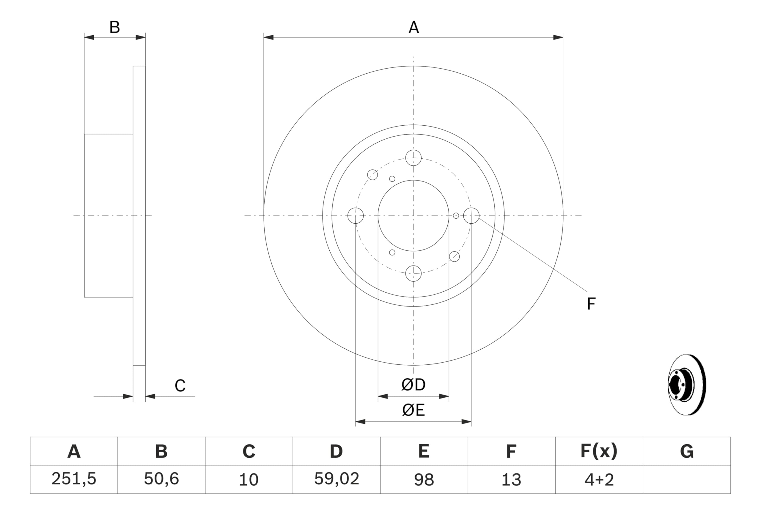 Bosch BD190 Dischi freno, Certificato ECE-R90, 1 set di 2 dischi