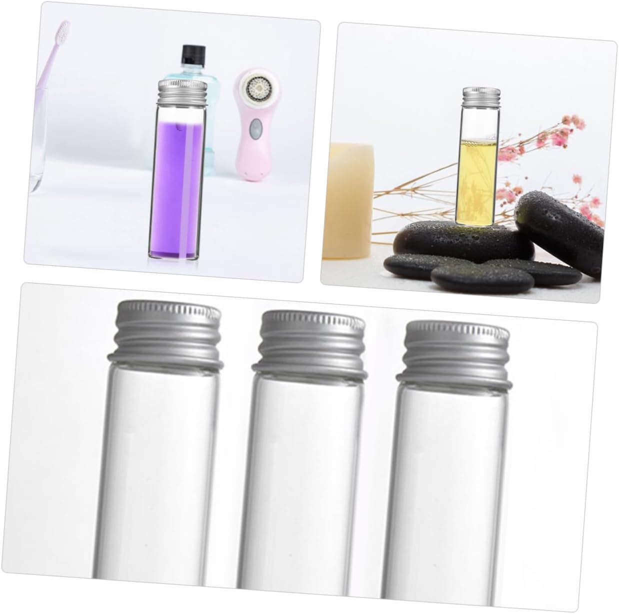 LIFKOME 30Pcs Clear Glass Vials with Screw Top Caps Transparent Jars for Essential Oils Spices and Craft Storage Sealing for Samples and Home Use
