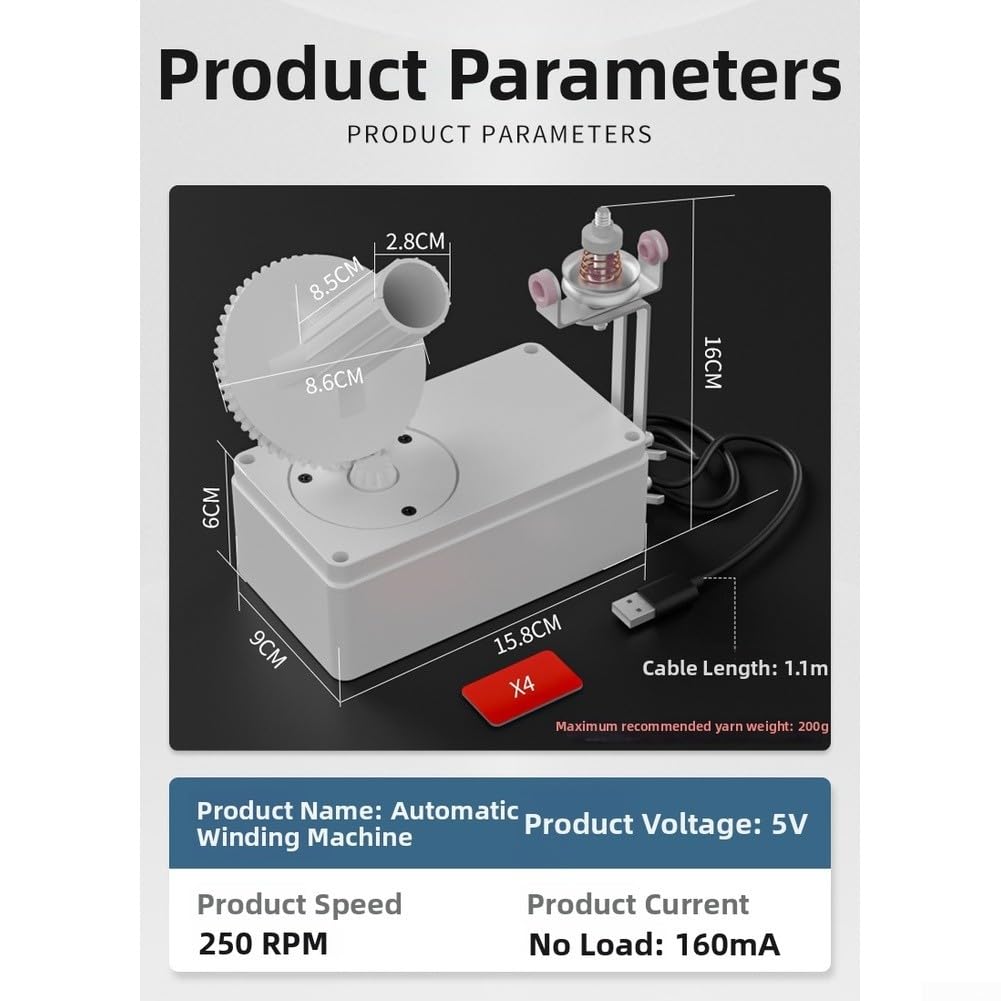 Bobinadora de hilo, bobinadora de lana eléctrica alimentada por USB con velocidad ajustable, máquina automática de bobinado de bolas de hilo, adecuada para entusiastas del tejido (versión de alta