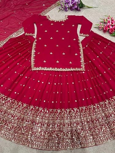 MAHEK Graceful Indian Pakistani Georgette Lehenga Choli Dress Ethnic Wear for Women\'s Perfect for Festive Occasions and party wear, Wedding dress (Rani-XL)