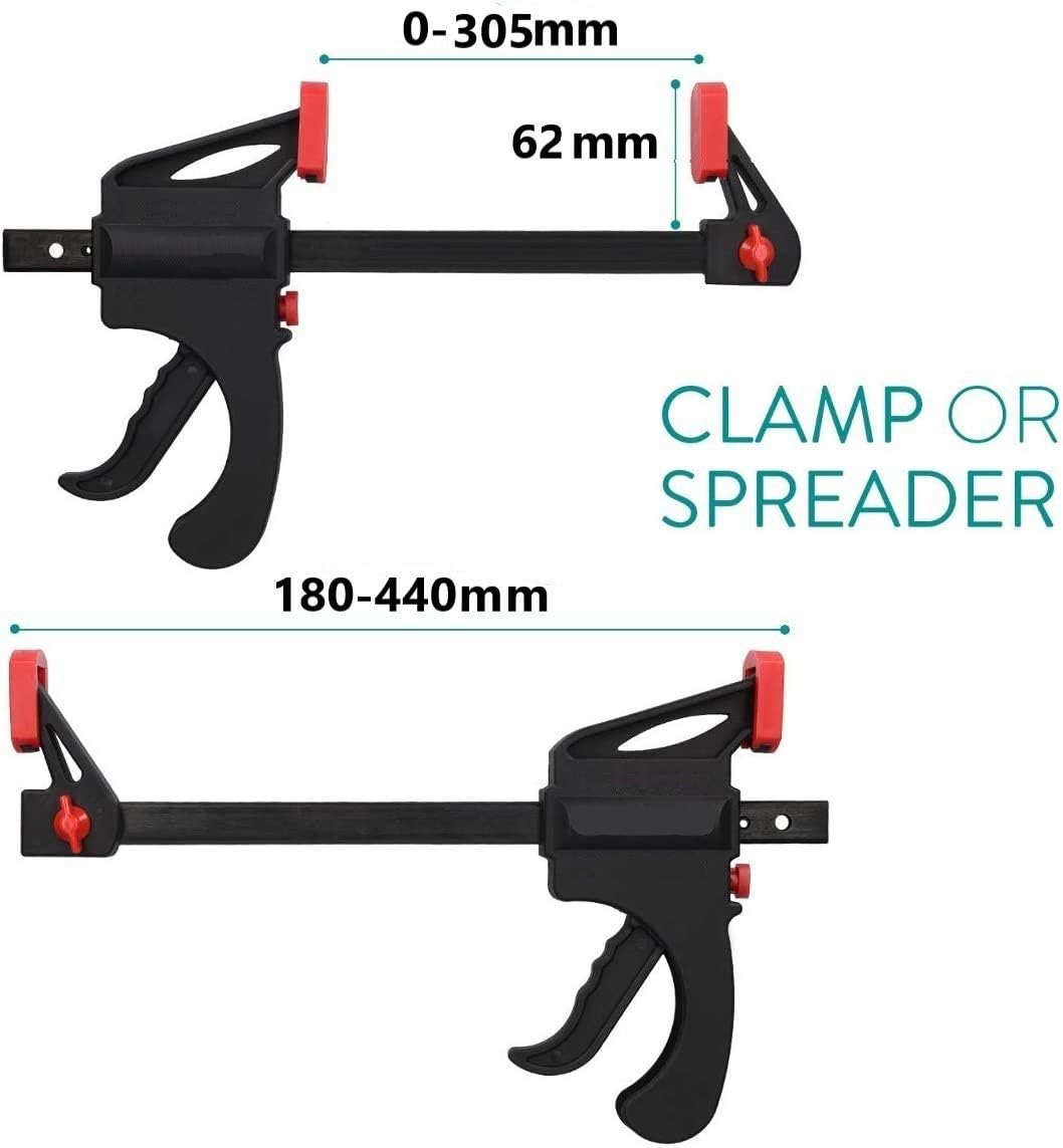 KAHEIGN 2Pcs Quick Grip Clamps, 12 inch Ratchet Bar Clamps One Hand Quick-Release Bar Clamp Tools for Wood Fast Easy Clamping