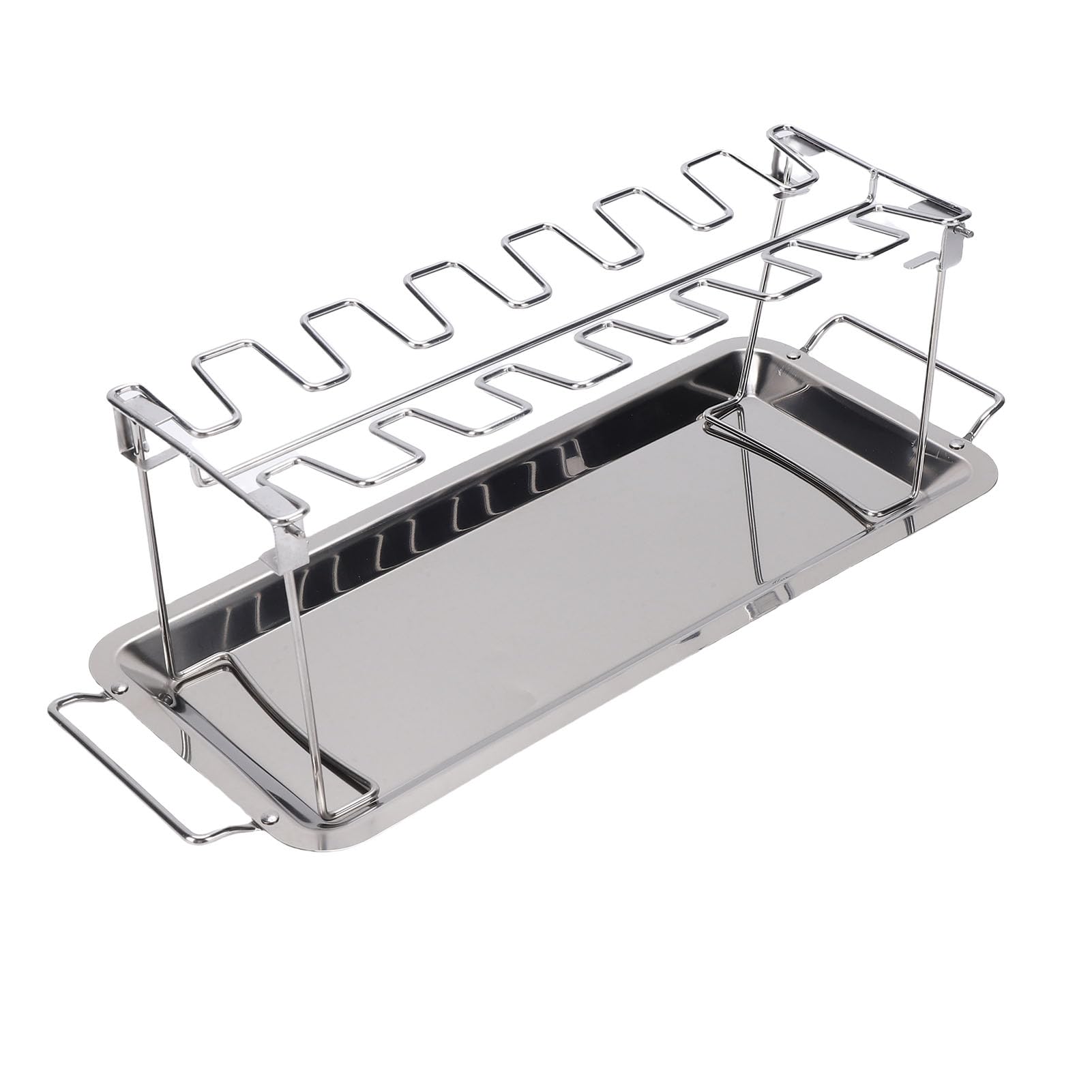 Griglia pieghevole in acciaio inox per cosce di pollo, per arrostire succose su forni, griglie, affumicatore, facile da pulire, supporto per bacchette per barbecue