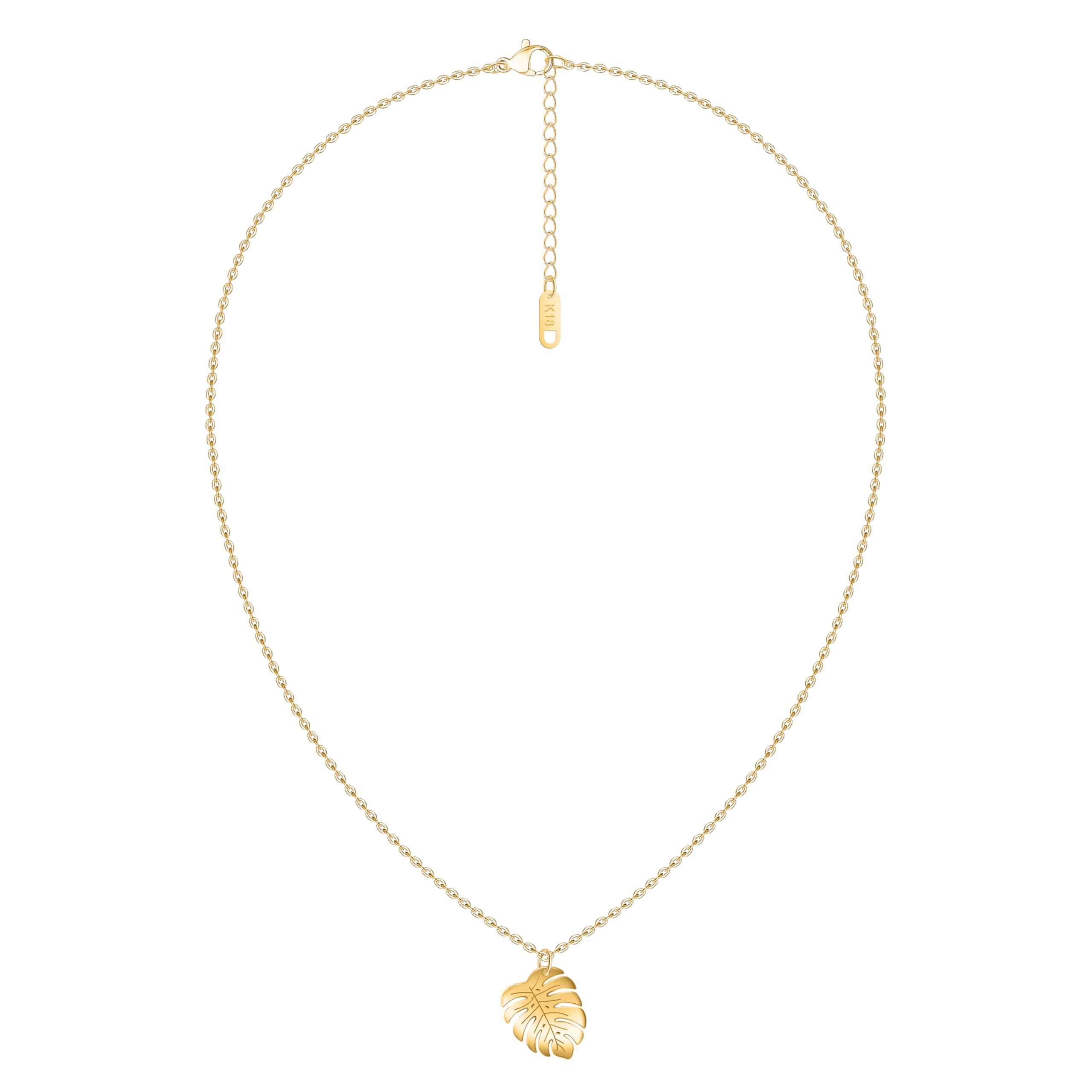Collier en titane doré pendentif feuille de monstera étanche - 8
