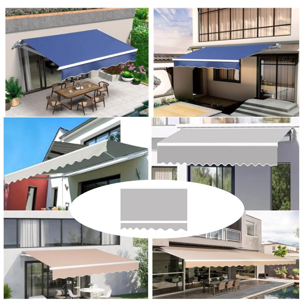 Zamiennik tkaniny markizy zewnętrznej 250 x 150 / 300 x 250 cm poliestrowy materiał przeciwsłoneczny na balkon i okna (khaki, 500 x 400 cm) - bez ramy w zestawie