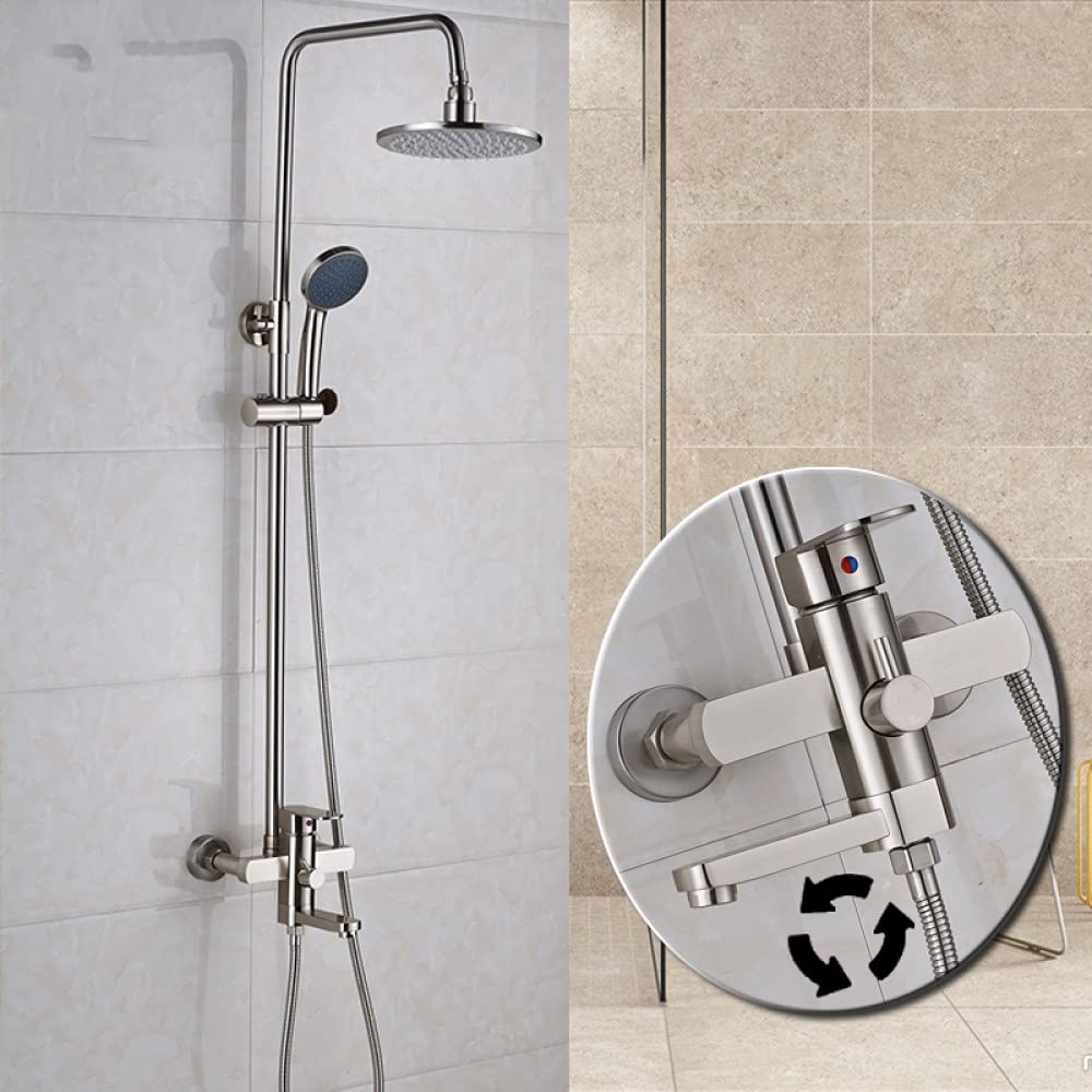 Robinetterie de douche nickel brossé au design épuré et finition haut de gamme