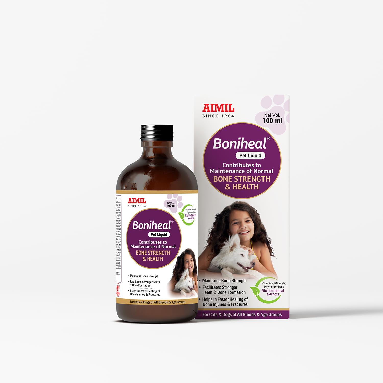 AIMIL Boniheal Pet Liquid | Herbal Medicine for Bone Strength & Health for Dogs & Cats |200ml