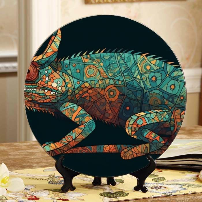 Panda in The Misty Mountains and Bamboo Grove 10-inch Ceramic Plate for Wall Display or Tabletop, with Stand & Hook DP-174048546