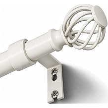 Curtain Rods for Windows 36-72 Inch3-6Ft, White Decorative Curtain Rod Adjustable, Heavy Duty 1 Inch Drapery Rod for Living Room Bedroom Kitchen