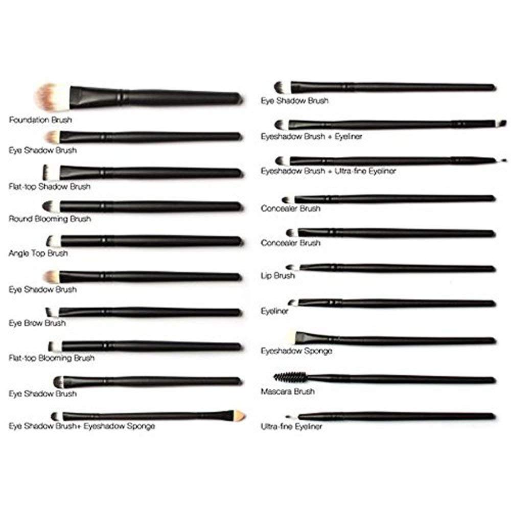 NESA 20 Pieces Makeup Brush Set Professional Face Eye Shadow Eyeliner Foundation Blush Lip Makeup Brushes Powder Liquid Cream Cosmetics Blending Brush Tool (Black) 3