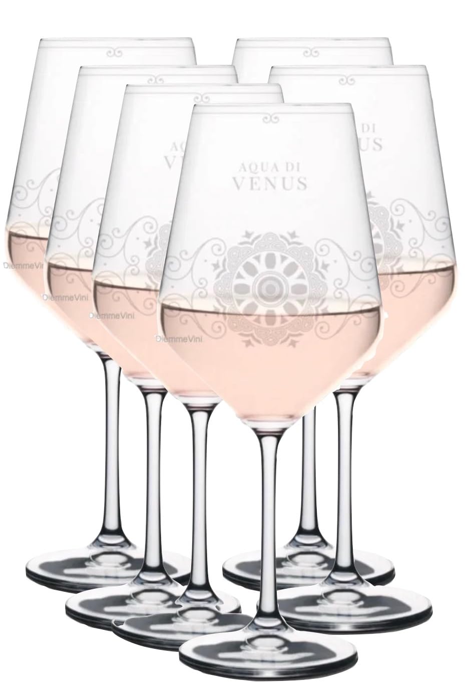 6 Bicchieri Aqua di Venus Ruffino, Calici Edizione Limitata Set da 6 | Capacità 51 cl, Altezza 22 cm, Bordo Affusolato, Esalta il Rosato, Diametro 9 cm