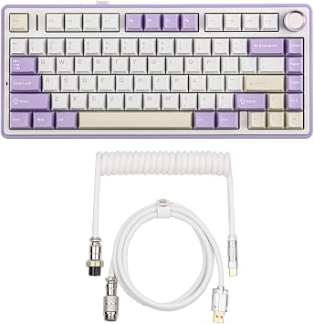 EPOMAKER x Aula F75 Gasket Mechanical Keyboard+Puff White Type C Detachable Mechanical Gaming Keyboard Cable