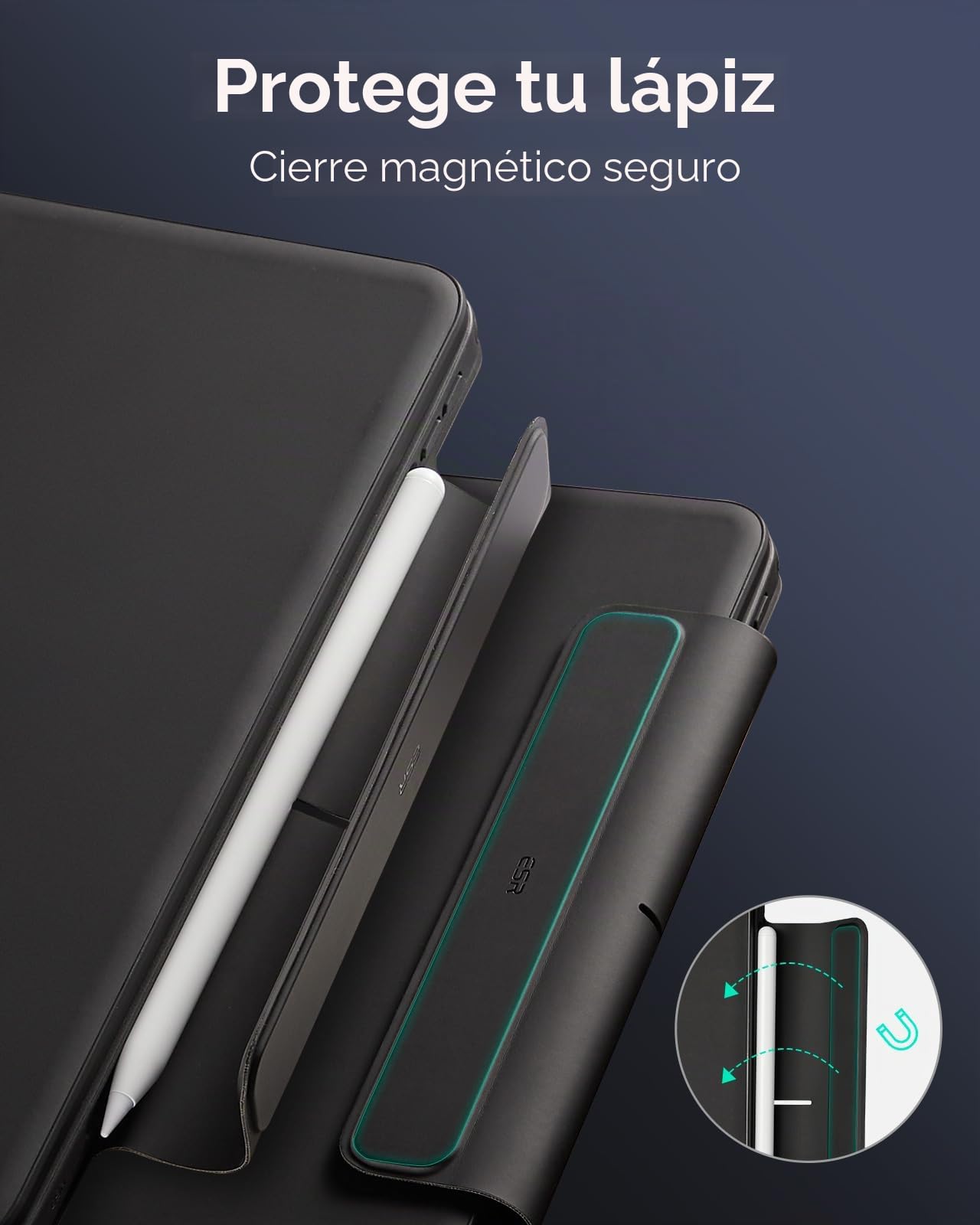 ESR Funda con Teclado para iPad Air 11/Pro 11, Soporte Magnético Multimodo | para Air 5/4ª Generación, Bloqueo Magnético, Funda Trasera Desmontable, DEU QWERTZ 360, Negro