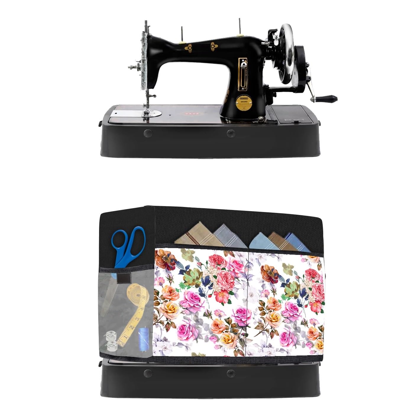PrimeCover Heavy Duty Sewing Machine Cloth Cover with storage pockets, Silai Machine Cover, Machine Cover for Stitch Machine (BlackWhite)-image-14