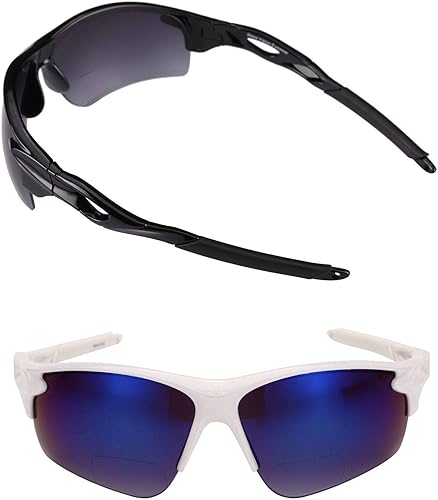 Miniatura 14 de Mass Vision 2 pares de lentes de sol de lectura unisex "The Athlete" de precisión, ligeros, bifocales Negro -,1 par - negro polarizado,1 par - azul