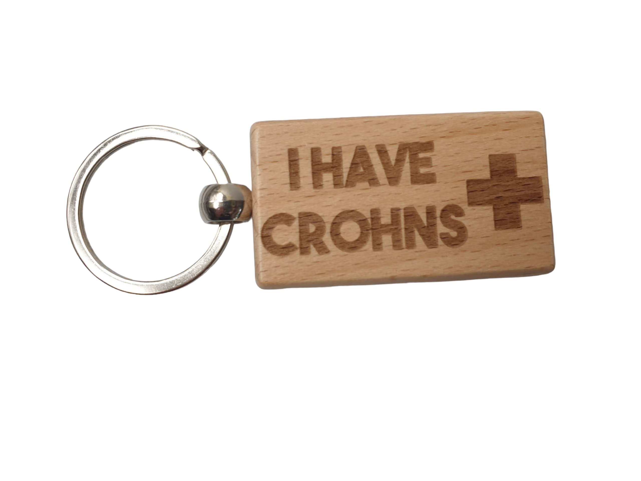 Decalarama Brown Crohns Keyring Gift - Medical Alert Ibd Crohn's Disease Key Ring - Engraved Hardwood Key Chain