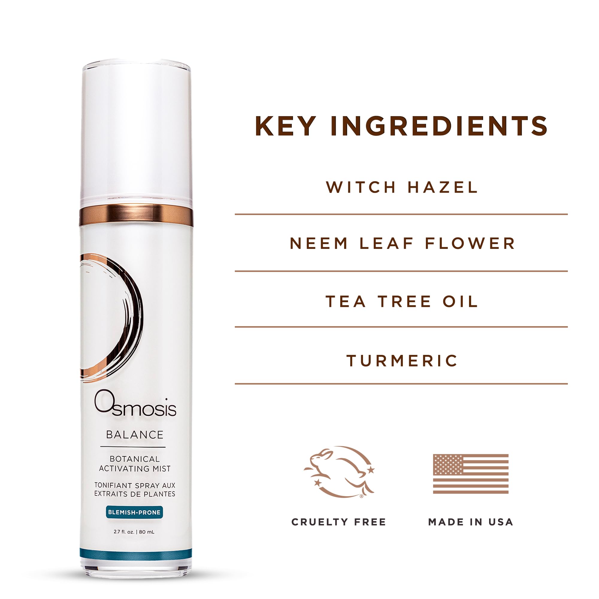 Osmosis BALANCE Face Toner for Blemish Prone Skin, Botanical Activating Mist, Oil Control With Tea Tree Oil, 2.7 fl oz