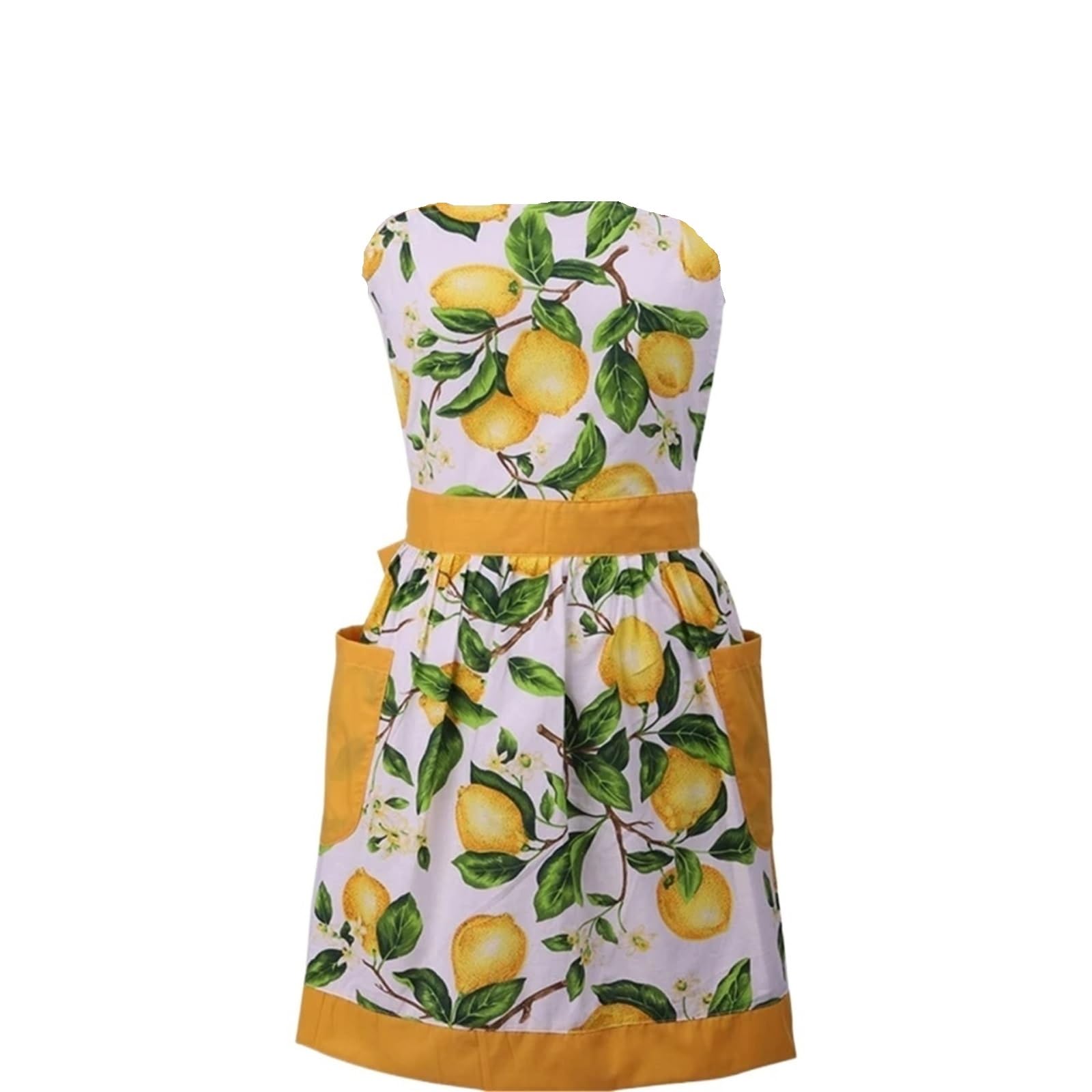 Tablier De Chef Tablier de cuisine avec poches, feuilles vertes, citron, sans manches, sangle de cou suspendue à la taille, for adultes, peinture de cuisine, bavoir de jardinage