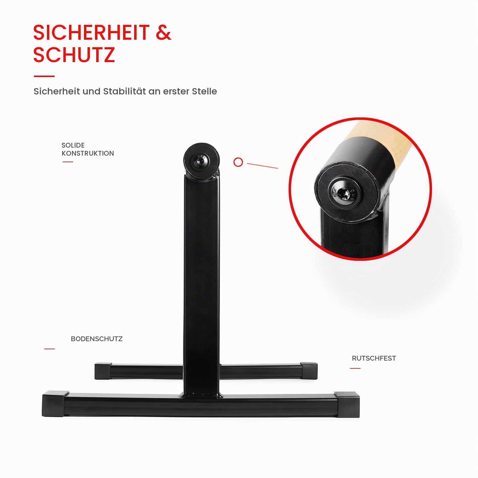 Premium Parallettes bis 1500 kg - Liegestützgriffe Holz und Metall - Rutschfeste Handstand Griffe/Dip Bar - Push Up Bars für Calisthenics, Krafttraining & Yoga
