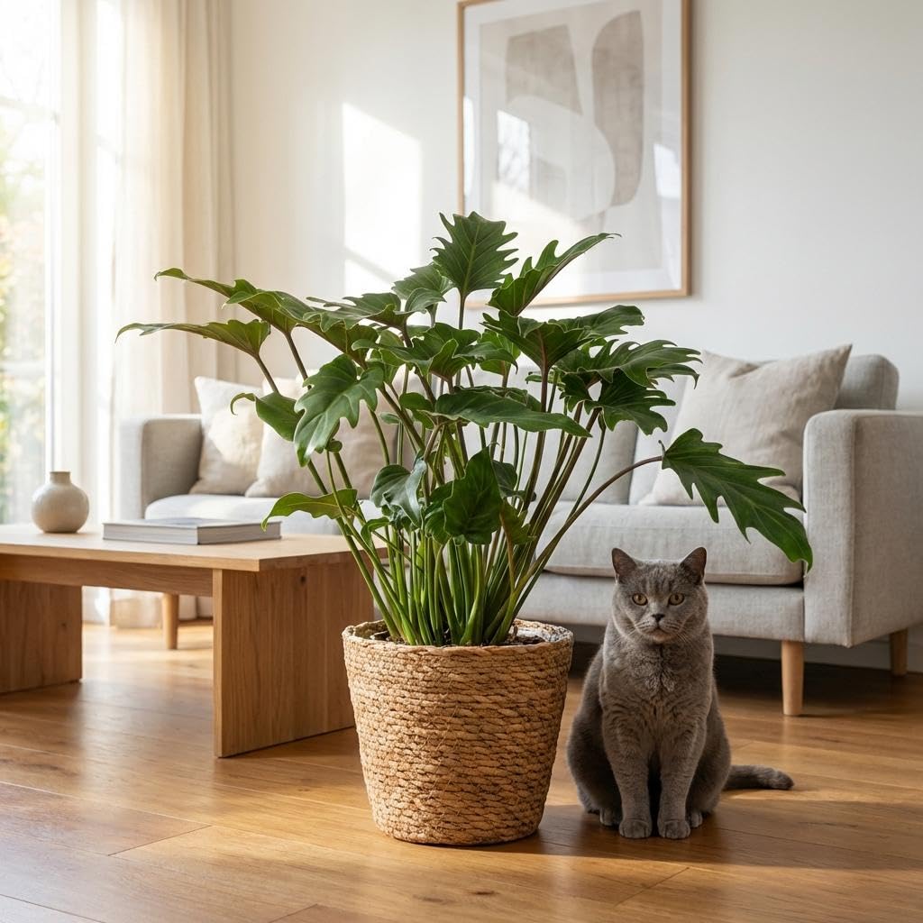 Philodendron Xanadu Zimmerpflanze 60cm – grüne Blattpflanze im Korb Ø19cm – kompakter Wuchs mit tief eingeschnittenen Blättern